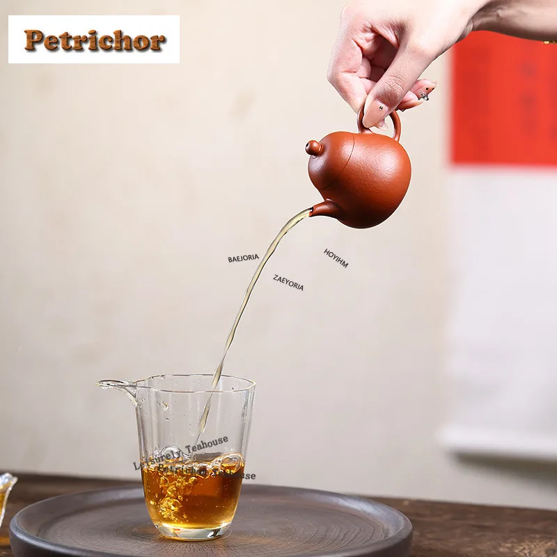 HOYIHM 80ml Creative Yixing Purple Clay Teapots Handmade Pyriform Pot Raw Ore Zhu Mud Tea Soaking Kettle Zisha Tea Set Tableware