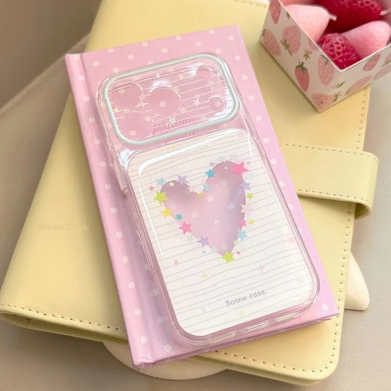 Fashion Line Hollow Out Heart Print Double Layer Soft TPU Shockproof Anti-drop Portable Protective Cover Case for iPhone 17 Pro