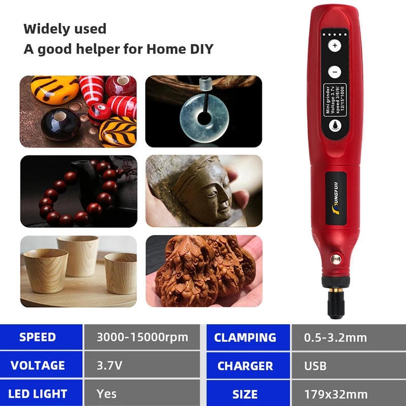 Mini Taladro Inalámbrico USB, pluma de pulido de grabado inalámbrico, taladro eléctrico para uñas, herramienta rotativa, herramientas Dremel para joyería, perforación de Metal