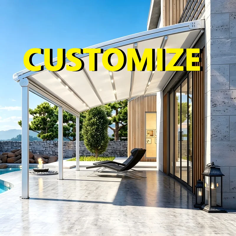 Any Size Custom Aluminum Bioclimatic Pergola Wall Mounted Motorize Louvers Rainproof Balcony Terrace Outdoor Sun Shade Structure