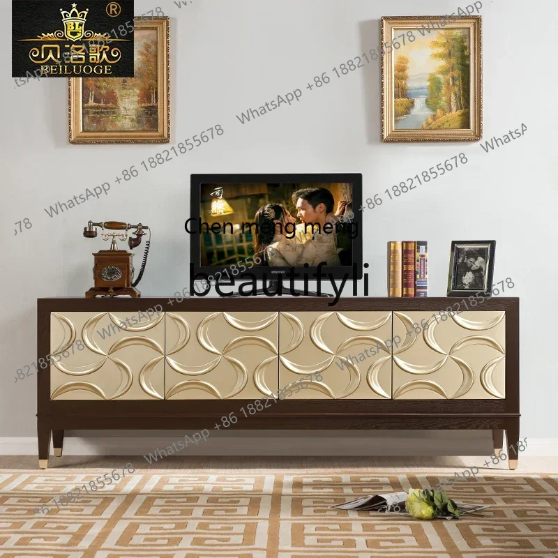 M178 European TV cabinet coffee table combination simple atmosphere living room three-dimensional engraving audio-visual cabinet
