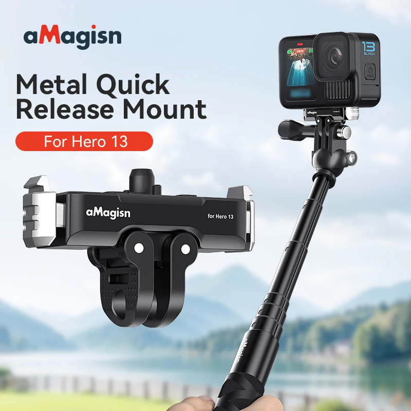 

Для GoPro Hero 13 металлический сильный магнитный быстроразъемный двухконтактный винтовой крепление 1/4, адаптер для езды на мотоцикле, аксессуар для камеры