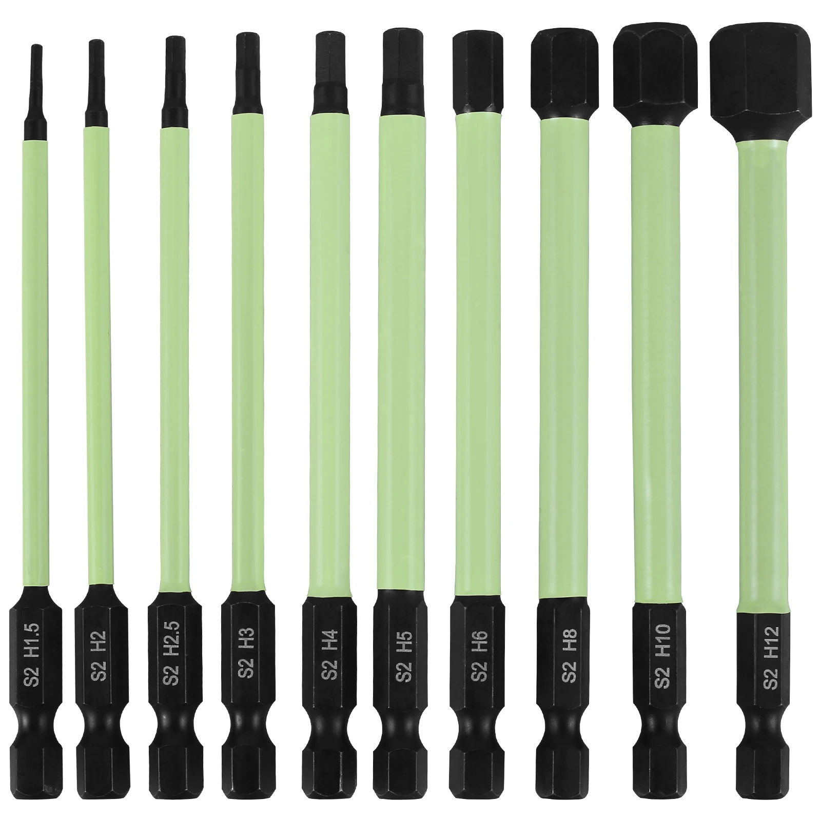 10 Stuks 1/4 Inch S2 Gelegeerd Staal Magnetische Tip Zeskant Inbussleutel Boor Set Impact Cross Zeshoekige Metrisch voor Moeren Bouten
