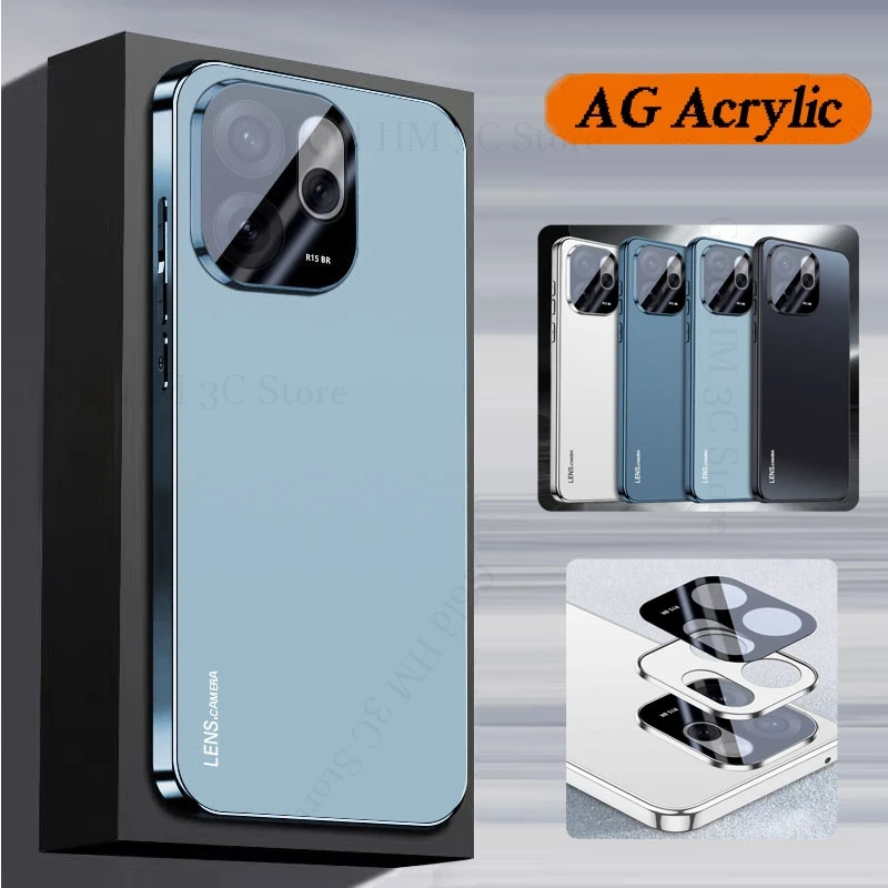 

AG Acrylic Plating Shockproof Phone Case For OPPO Reno 15 Pro Lens Film Protector Cover For Reno 14 13 12 Pro Matte Tough Fundas