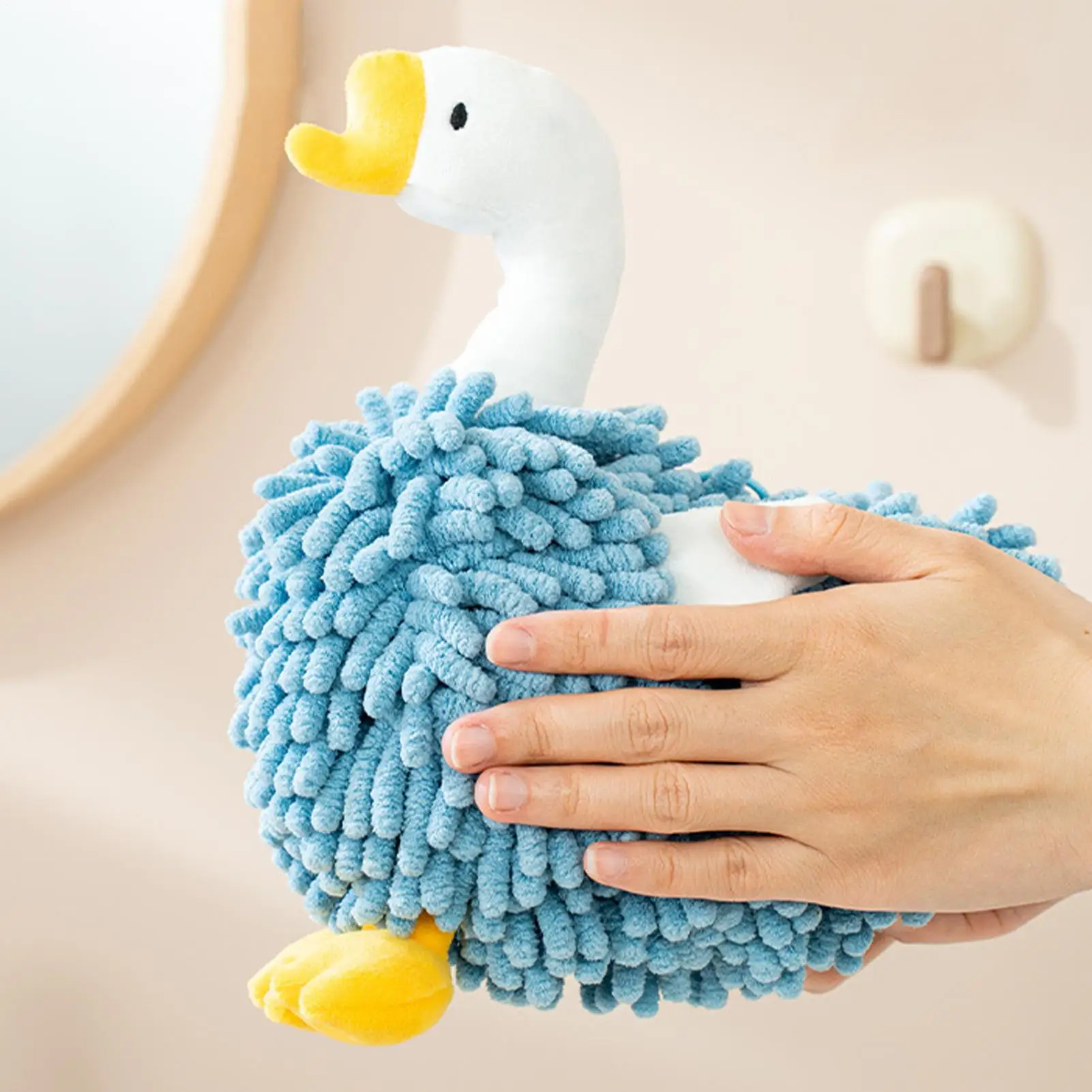Hand Towels Swan Shape Fuzzy Ball Hand Towel Absorbent Plush Drying Puff Multi-function Decorative Bathroom Accessories for