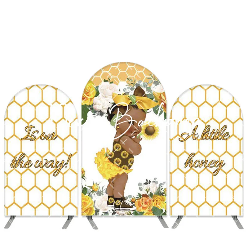 

Bee Baby Shower Backdrop A Little Honey on The way Gender Reveal Party Decorations Banner for Kids Honeycomb Bumble Background