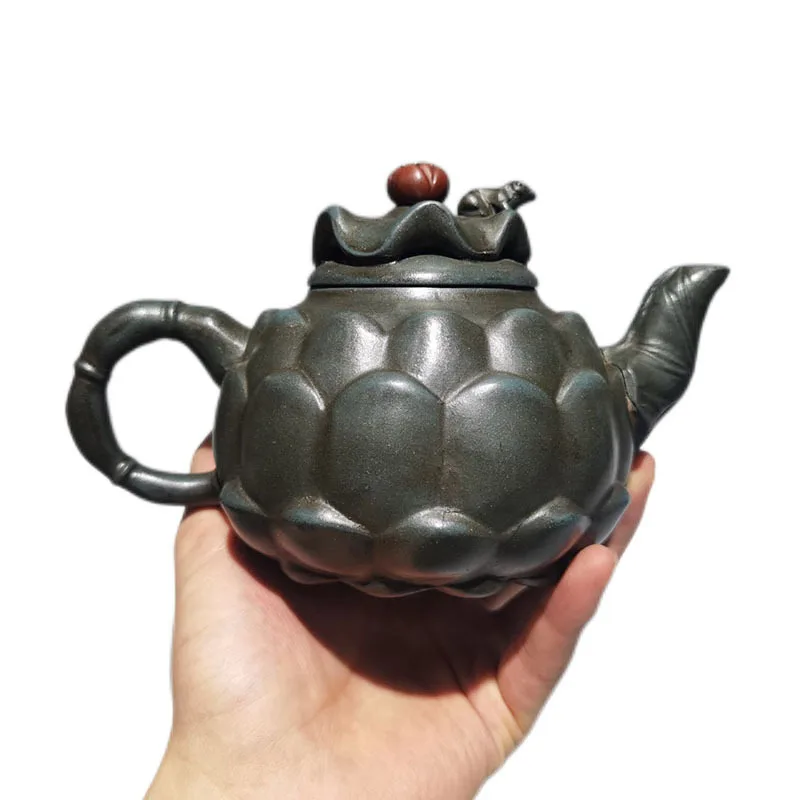 410ml  Famous Purple Sand Pot Set Imitating Old Pot Ornaments Raw Ore Purple Sand Qinghe Frog Singing Kungfu Tea Set Gift