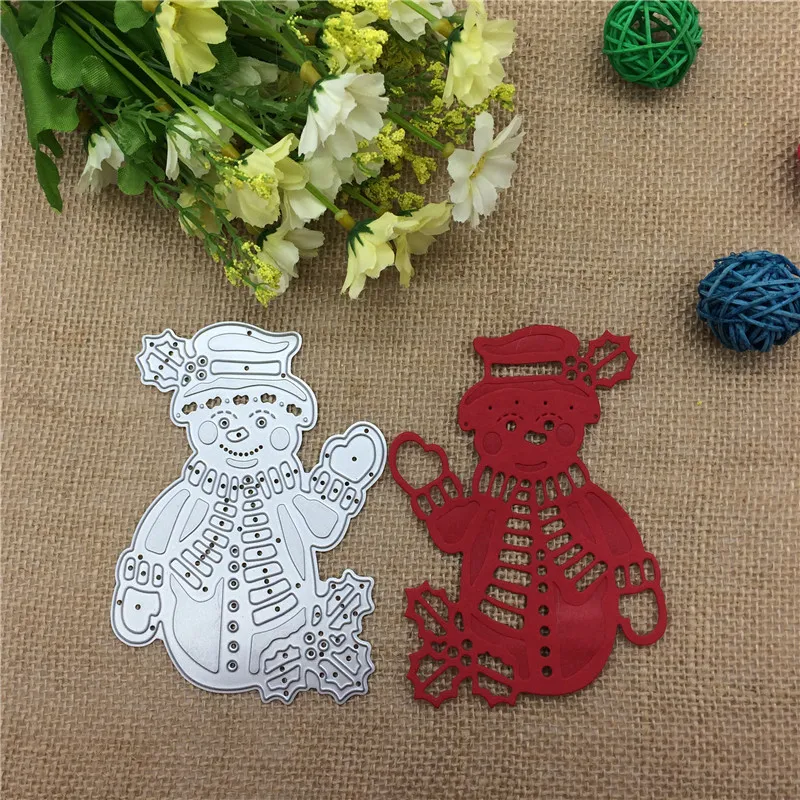 

Christmas Snowman Lace Metal cutting dies mold Round hole label tag Scrapbook paper craft knife mould blade punch stencils dies