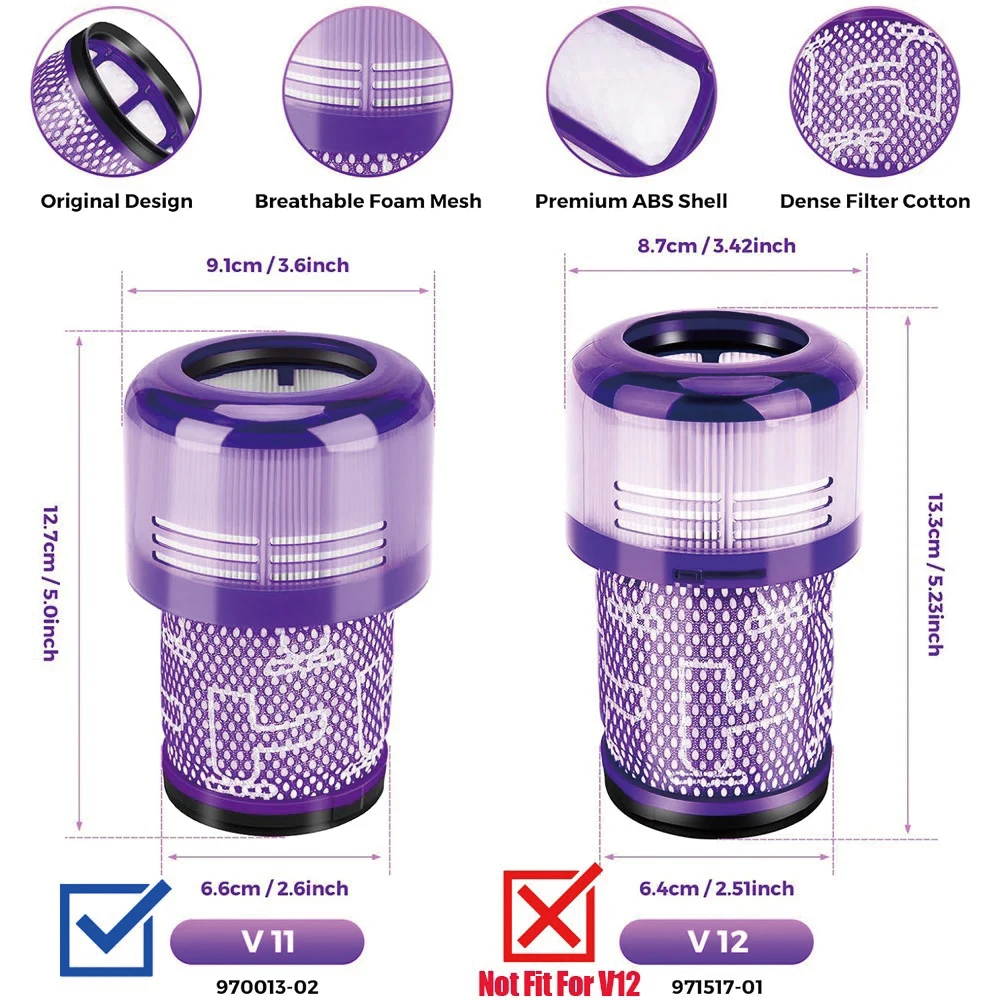 For Dyson V11 V15 Vacuum Cleaner HEPA Filter, Washable And Reusable Filter Replacement Parts, Not For OUTSIZE Model