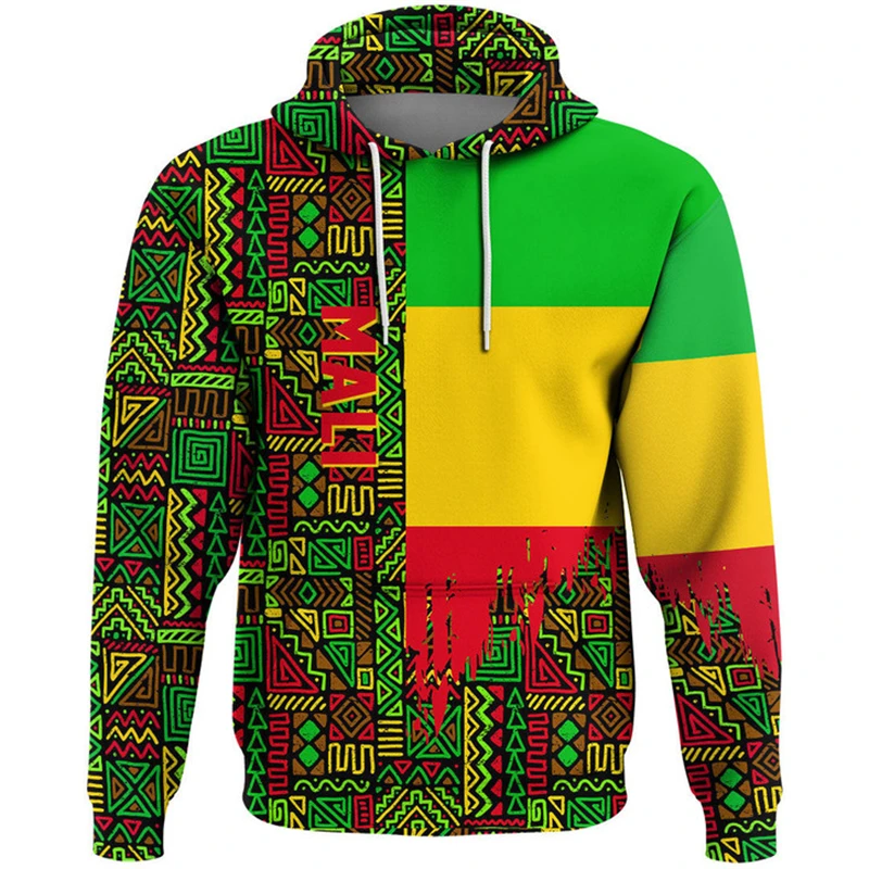 Vintage Mali ML National Emblem Flag Graphic Men Women Hooded Sweatshirts Fashion Long Sleeve Oversized Pullovers Tops Hoodies