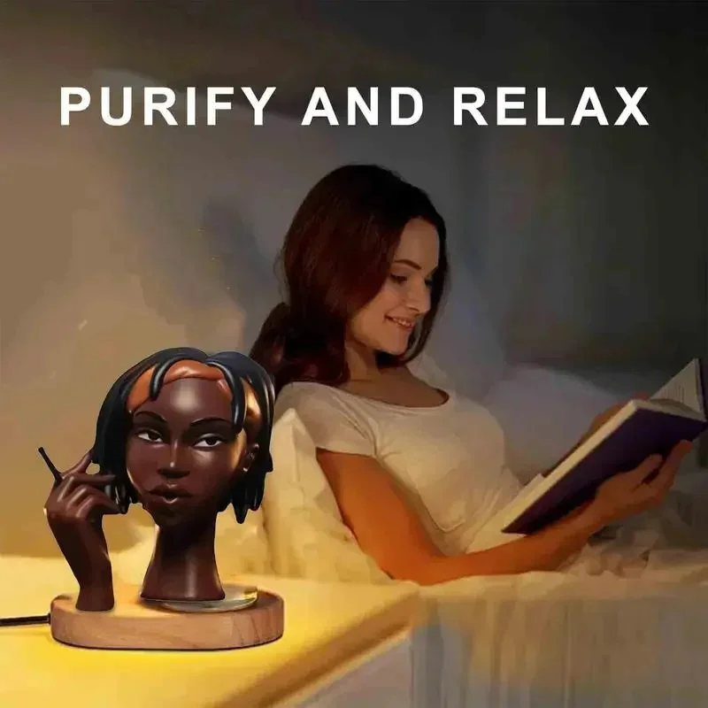 

Creative Design Handmade Incense Burner Art Statue Ornament Light Luxury Black Woman Portrait Incense Burner Decoration