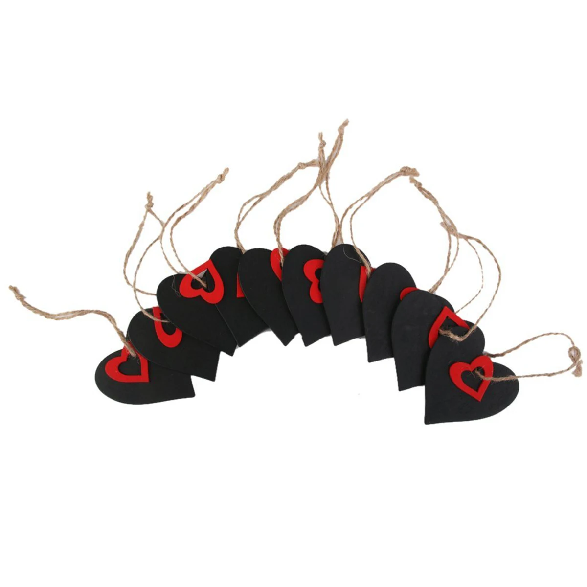 

10pcs Mini Heart Shape Hanging Wooden Blackboard Pricing Tags Red Vintage Look Gift Tag Wedding Favors Decorations
