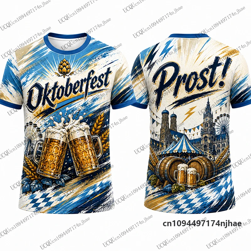 Neues Deutschland Oktoberfest 2026 Prost! Bedrucktes Fußballtrikot für Herren, T-Shirt, Sommer, atmungsaktiv, Sport-T-Shirt, lässige Oberteile für Kinder/Erwachsene – Detail 6