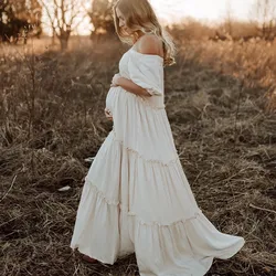 Boho Off Shoulder Maternity Photoshoot Dresses Long Maxi Strapless Dresses Long Formal Dresses Bridesmaid Dress
