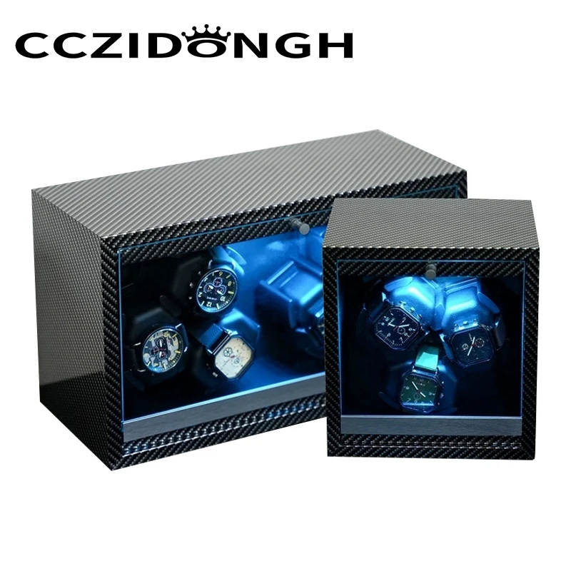 CCZIDONGH Watch Winder Automatic Glass Cover Mechanical Watches Rotator Holder Wood Case Winding Cabinet Watch Storage Box