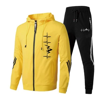 Hot Sales Tracksuit Men Travel Sweatshirts for Men Daily Dressing Men's Set Parkas Coat and Sweatpants Outdoor Sport Hoodie Suit