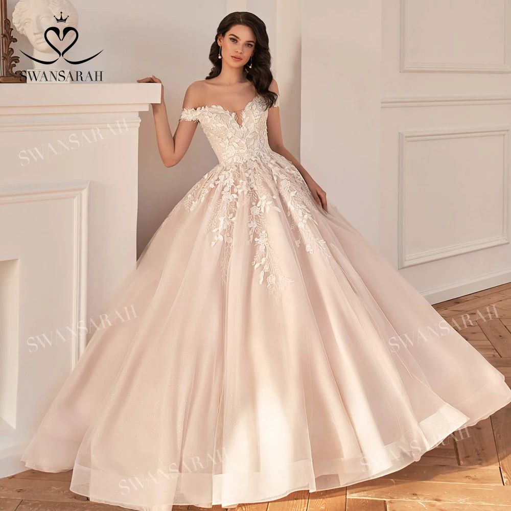 princess rose gold wedding dress Princess Rose Gold Spaghetti Straps Sleeveless Ball Gown Prom Dress wi –  Anna PromDress