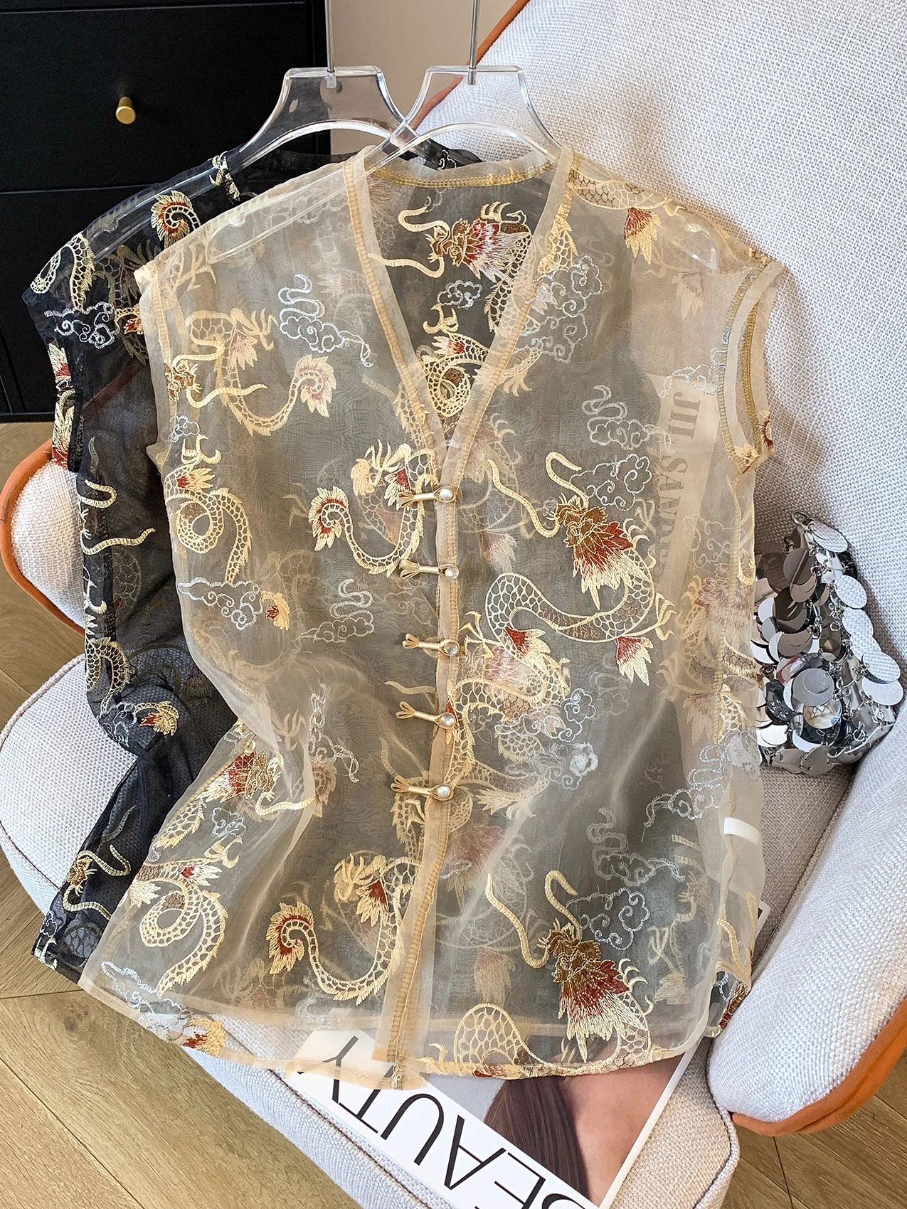 

Новый китайский жилет с вышивкой, легкий ретро национальный открытый кардиган на пуговицах, верхняя одежда, женская летняя мода