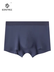 BirdTree 2PCS 100% Silk Casual Underwear, Men's Scarless Mid Waist, Breathable Boxer Briefs, 2024 Spring New P41963QC