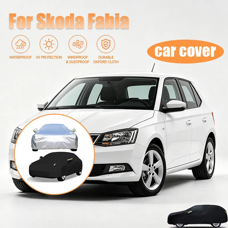 For Skoda Fabia Outdoor Full Vehicle Cover Side Zipper Design Waterproof Dustproof Sun Protection Car Cover