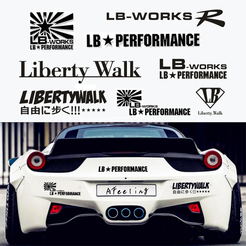 Performance Liberty Walk LB Rising Wide-bodied Modified Racing Bumper Sticker Reflective Car Window Hood Body Vinyl Decal