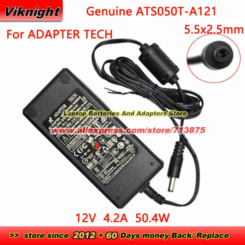 Genuine Adapter Tech ATS050T-A121 AC Adapter 12.0V 4.2A 50.4W Power Supply With 5.5x2.5mm tip