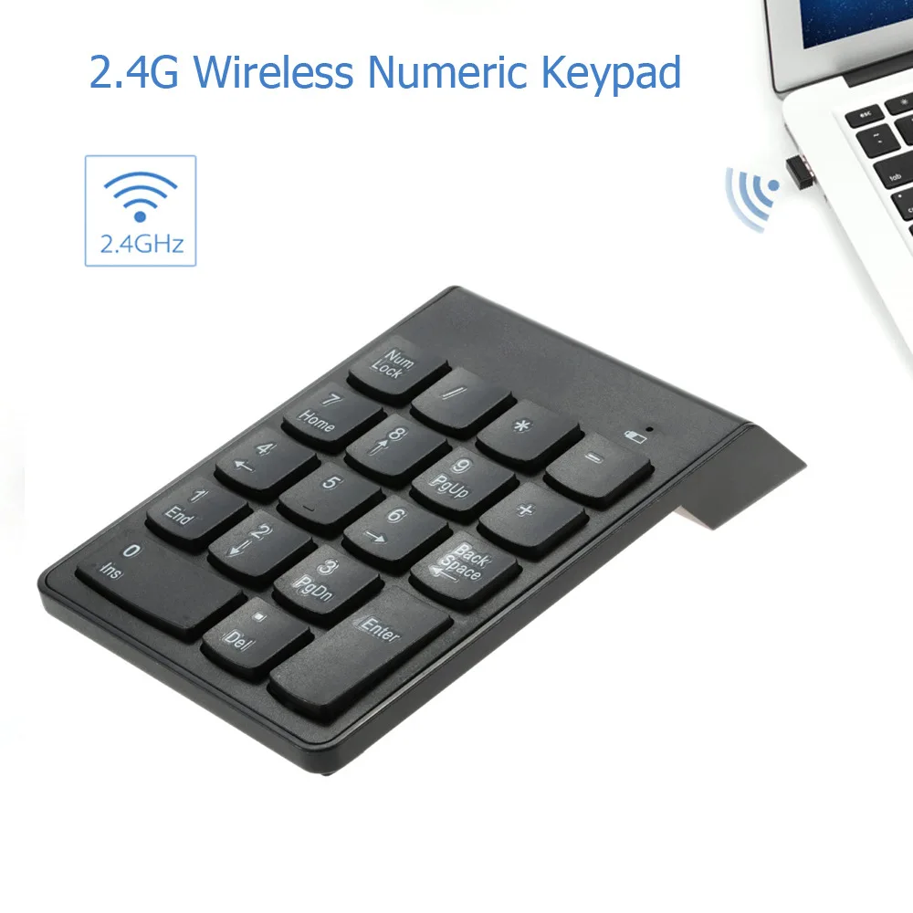 Portable Number Pad Mini USB 2.4GHz 18 Keys Financial Accounting Numeric Keypad Keyboard Extensions for Laptop Desktop Notebook