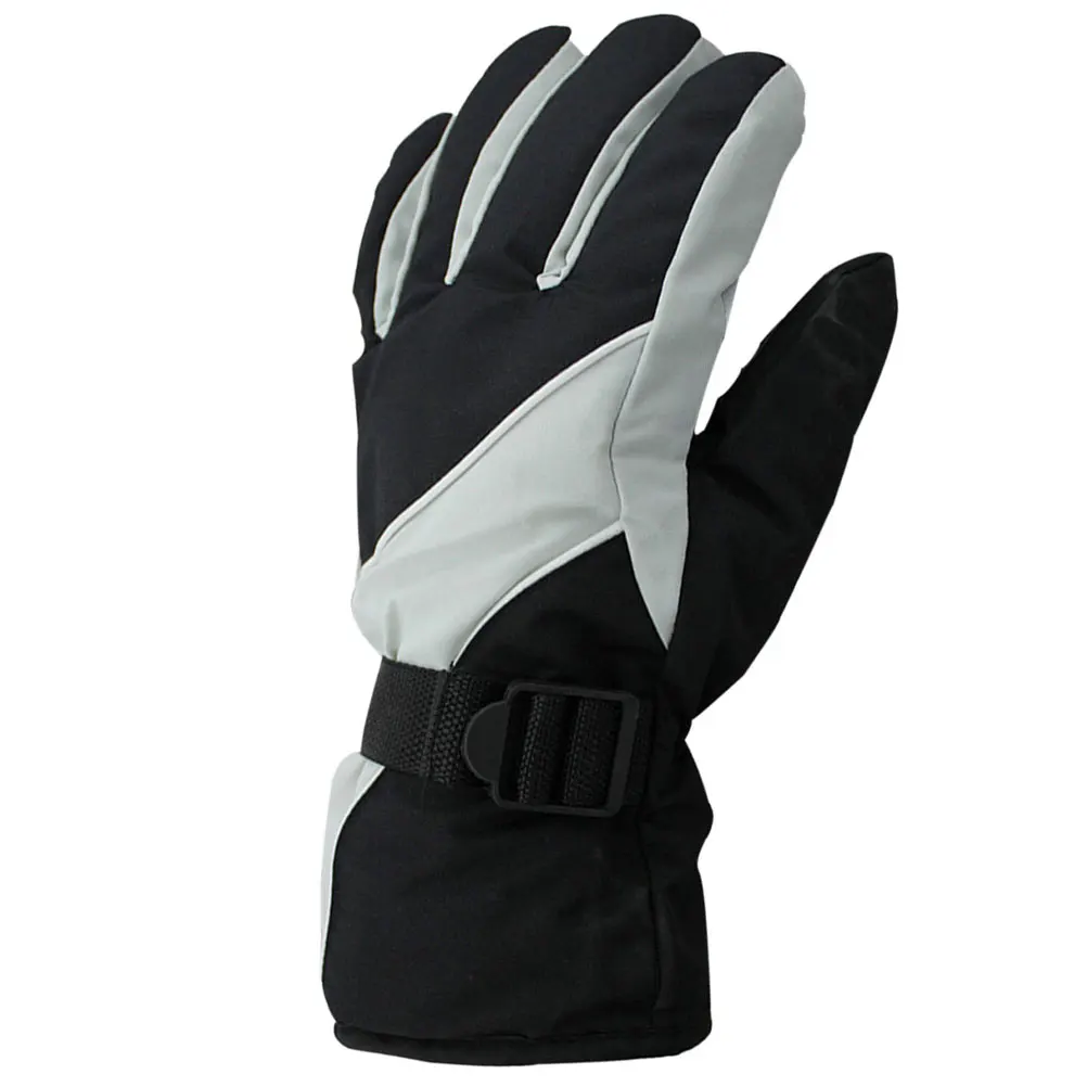

Windproof Ski Gloves Light Gray Non-slip Adjustable Waterproof Snowboard Mens Winter Sports Gloves Cold Weather
