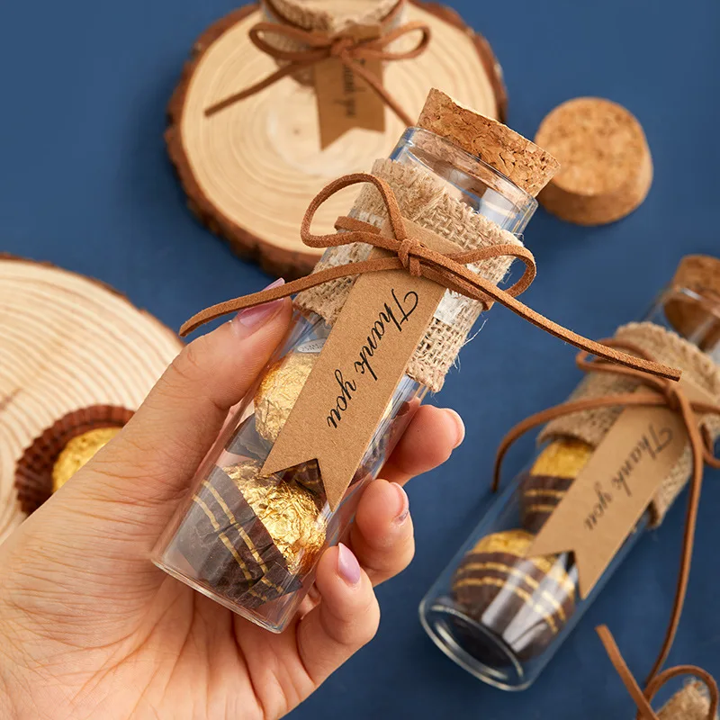 Botella de vidrio para dulces de corcho, caja transparente para dulces de boda, regalo de Halloween y Navidad, tubo, florero de deseos para decoración navideña