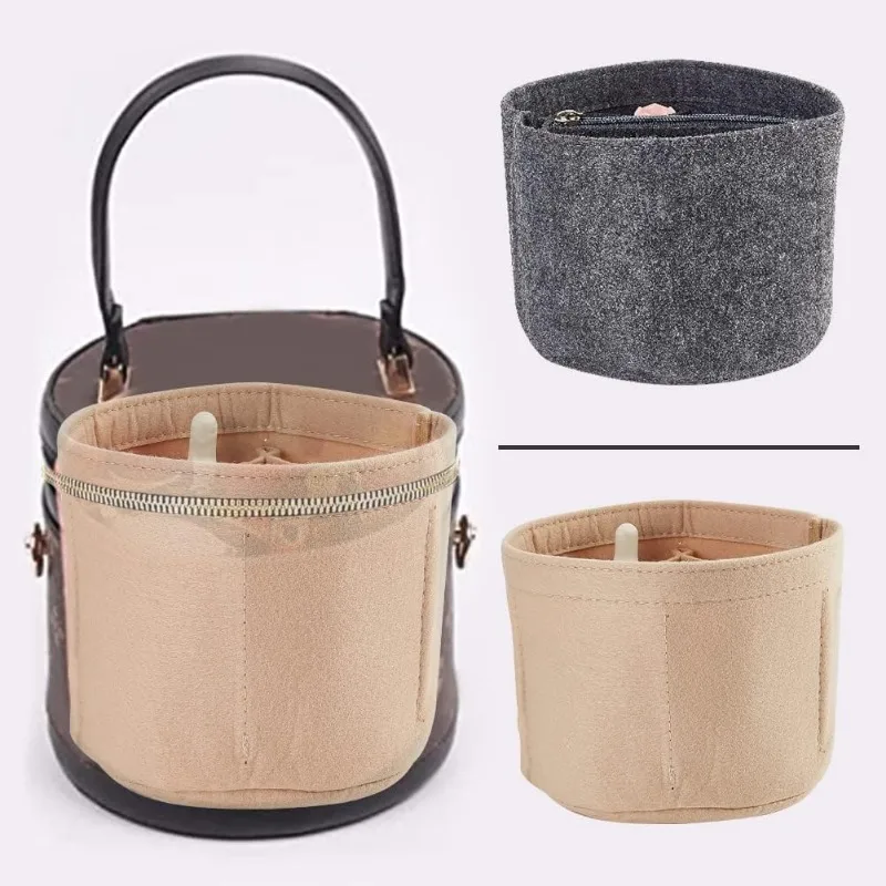 Felt Purse Organizer Insert Handbag Insert Liner for LV Cannes Round Bucket Organizer Barrel Shape Bag Organizer Bag