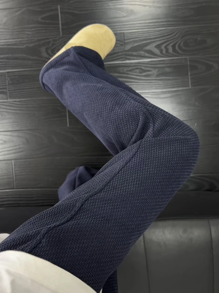 

Мужские брюки свободного кроя с флисовой подкладкой, прямые брюки, осенне-зимние повседневные брюки в американском стиле, синие брюки с диагональным узором