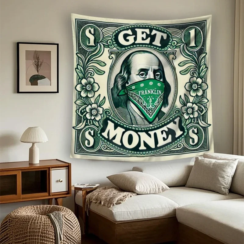 Vintage  Money Wall Hanging Tapestry Decor for Man Cave or Living Room Art tapestry for dorm room