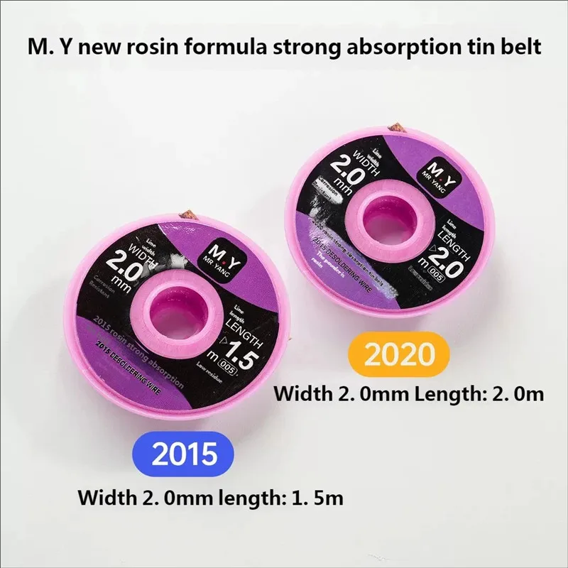 Mr.Yang M.Y 2015/2020 High Strength Solder Wick Rosin Powder Formula 20mm 2m Length Desoldering Braid for Electronics Repair