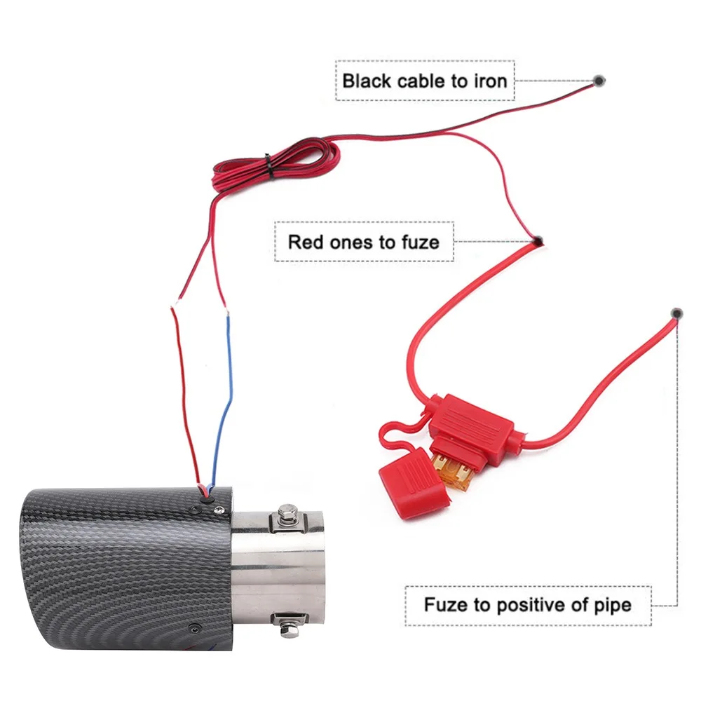 Car Modification Stainless Steel Exhaust Pipe Carbon Strip Luminous Tailpipe Motorcycle Flame Spraying Effect LED Light