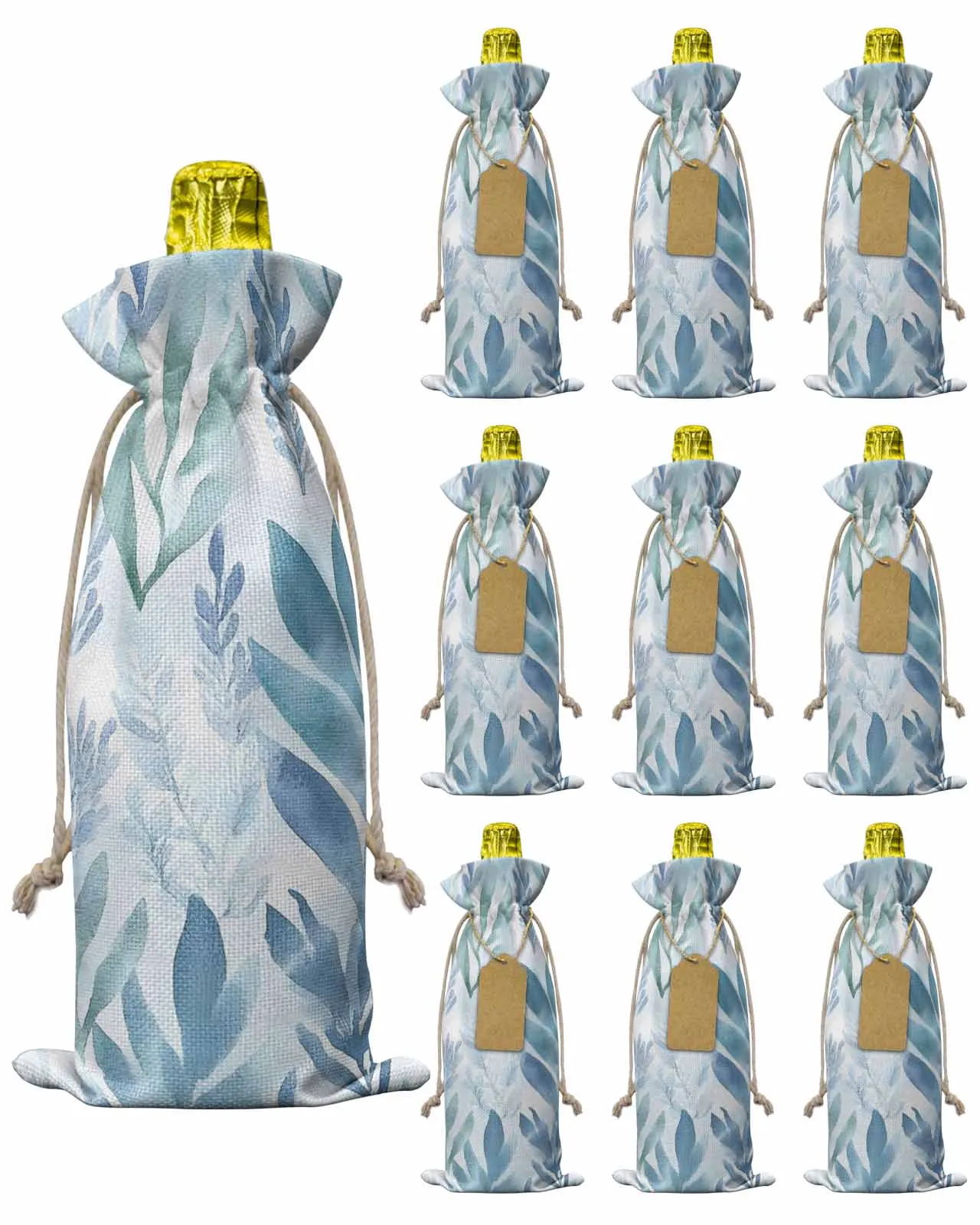 

10pcs Wine Bottle Covers Vintage Coral Plant Wine Holder Carrier Packaging Bag Wedding Party Decor Gift