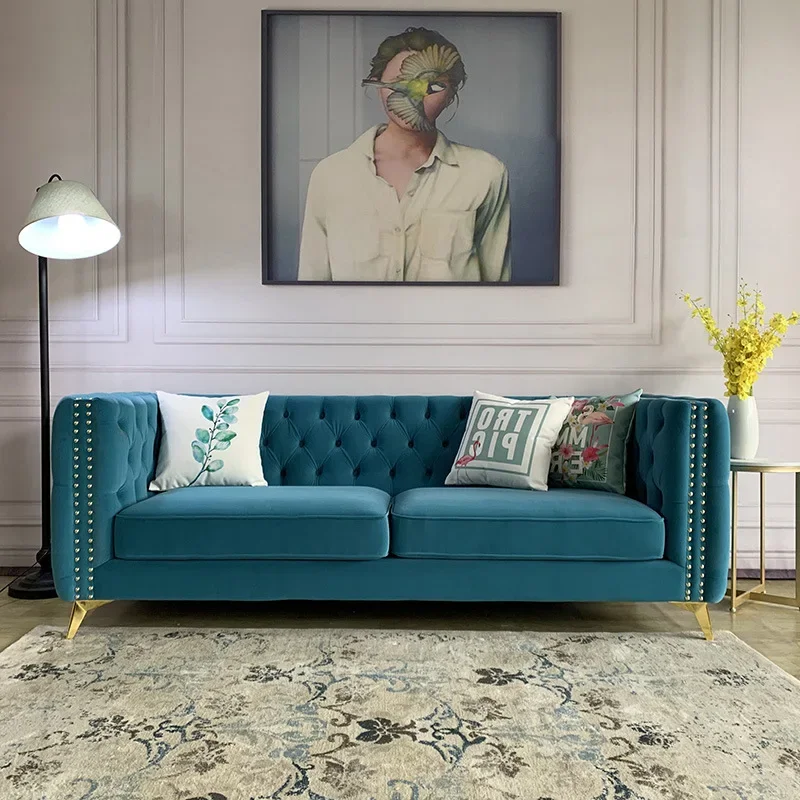 American light luxury Internet celebrity simple style modern Italian velvet Nordic fabric living room