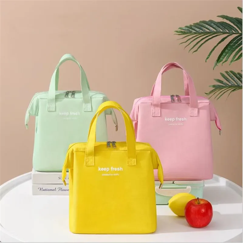 Portable Lunch Bag for Women New Thermal Insulated Tote Cooler Handbag Bento Pouch Dinner Container School Food Storage Package