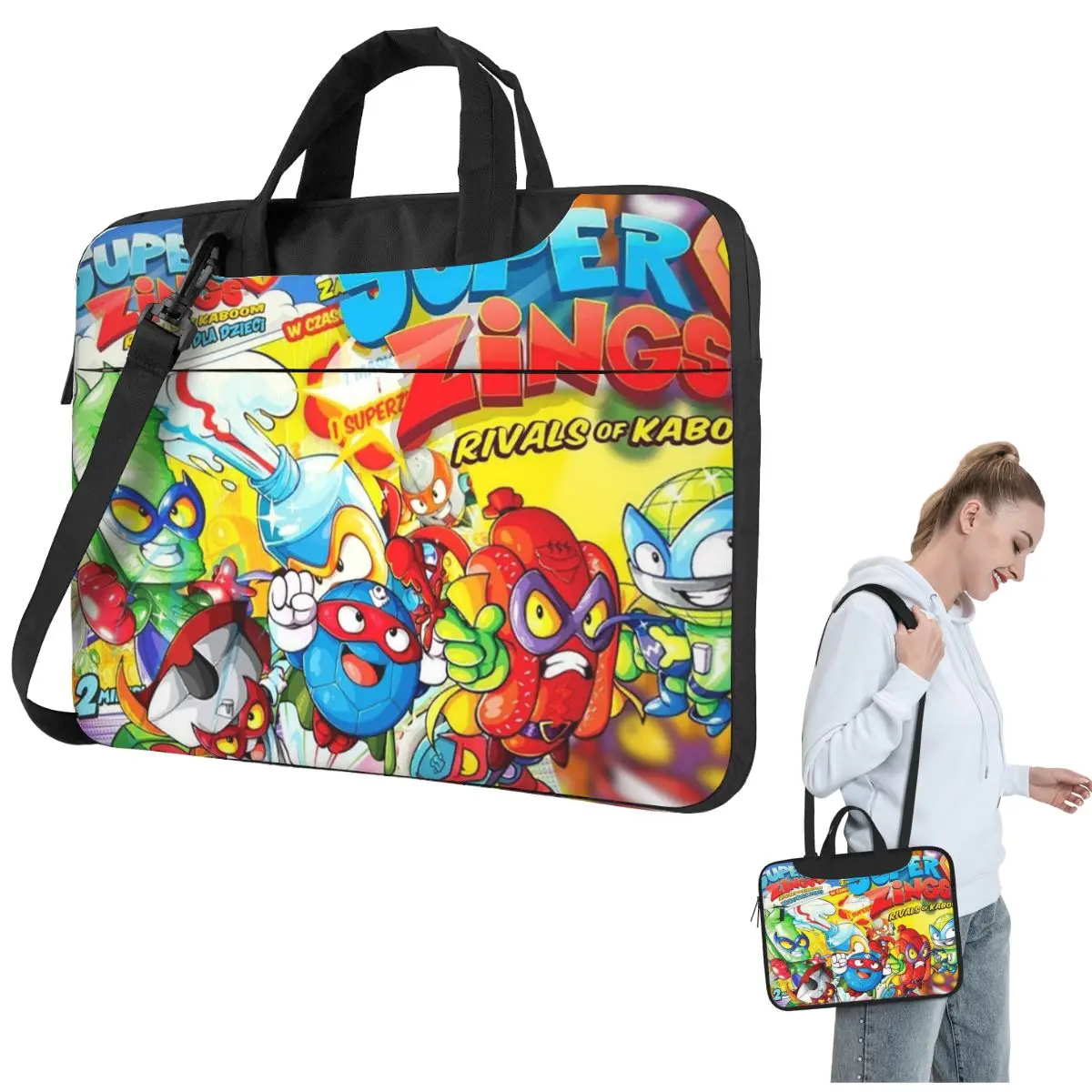 New Super Zings Cartoon Game Superzings Crossbody Laptop Bag Case Computer Bag Resistant Protective Notebook Pouch for Lenovo