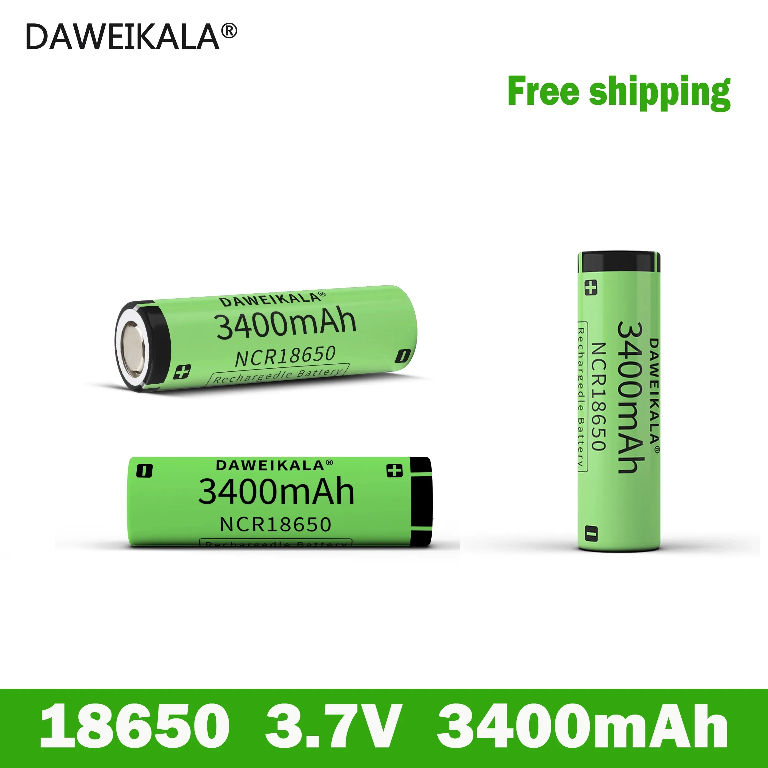 Premium 18650B 3400mAh 3.7V Battery with Charger - High Drain Rechargeable for Flashlights, Vape Mods & Power Devices