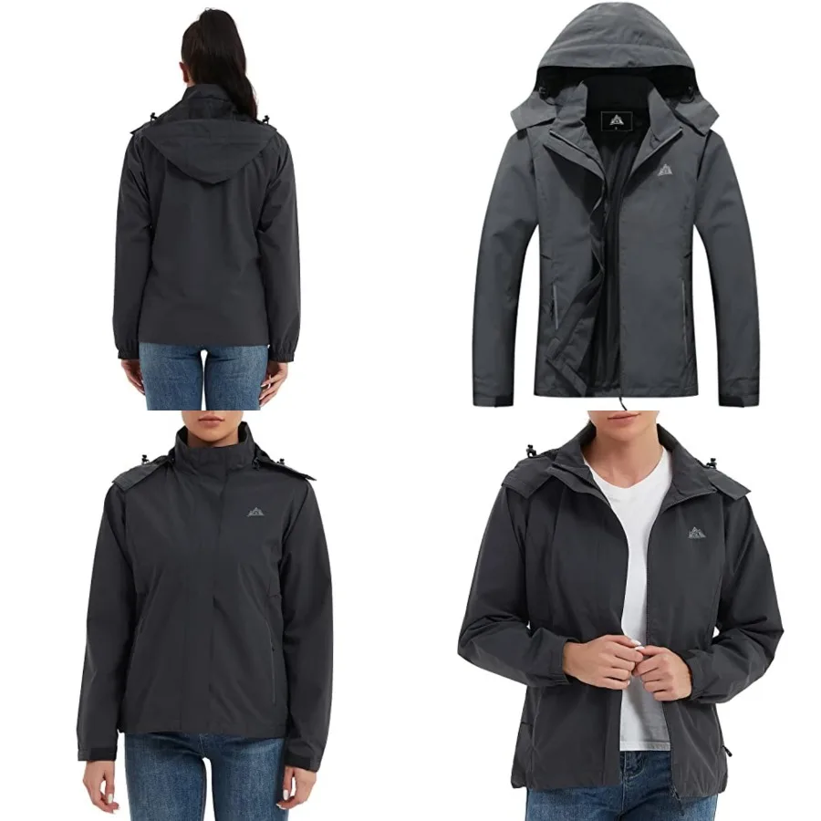 

MOERDENG Women's Waterproof Rain Jacket Lightweight Raincoat Hooded Hiking Jacket Softshell Windbreaker