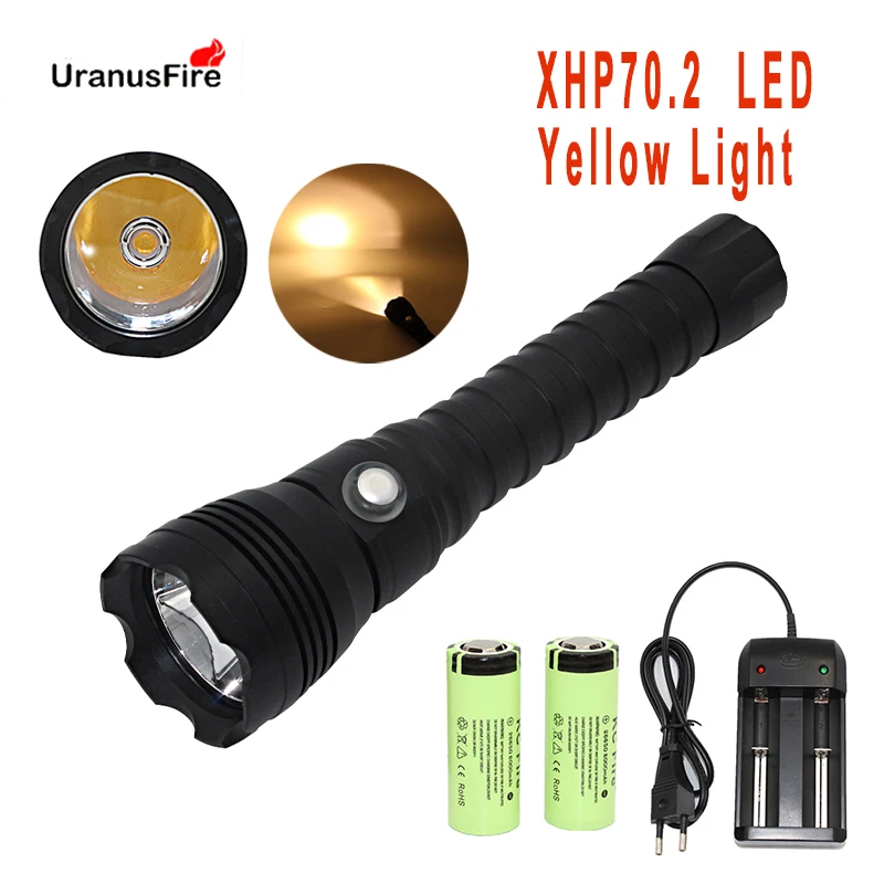 XHP70.2 LED Scuba Diving Flashlight Underwater 100M XHP70 Dive Torch Linterna Waterproof Lamp 26650 Battery +Charger