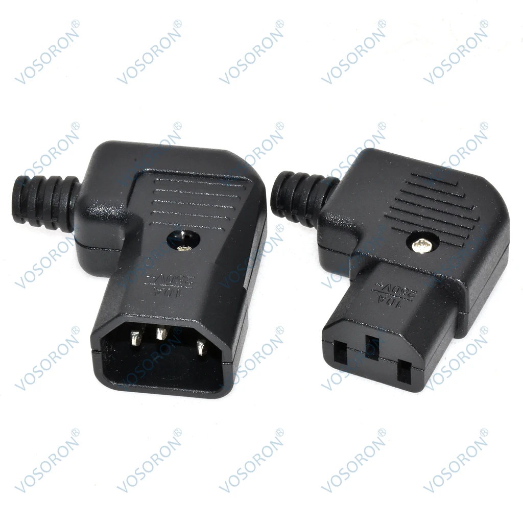 Elbow IEC320 C13 C14 Power Cord Wiring Power Plug Assemble IEC Connector Outlet PDU UPS Electrical AC Socket Plug 10A 250V
