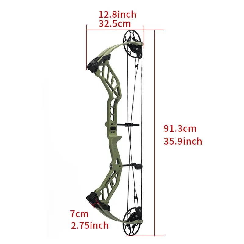 Archery Compound Bow Aluminum Alloy 40-70lbs Adjustable 343fps Let-off 75/80/85% Wheelbase 31'' for Hunting Shooting Accessories