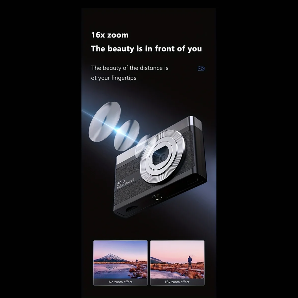 NEW HD Digital Camera Mini Student Activity CCD Selfie Card Camera 50 Million Pixels 2.2 Inch Display for Travel Black