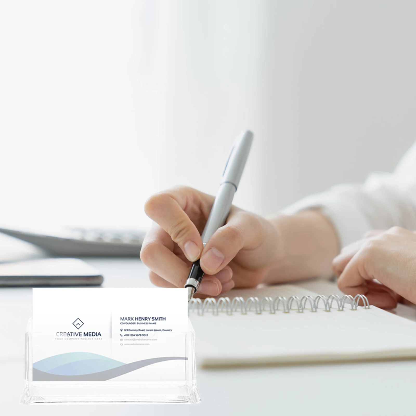 

3pcs Desktop Business Holder Transparent Plastic Card Stand Office Supplies Large Capacity Cards Organizer Business Cards