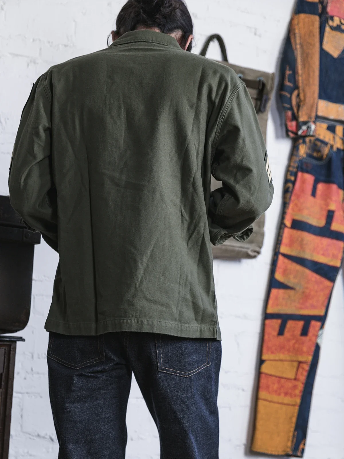 NON STOCK OG-107 Vietnam War Long Sleeve Shirt Cotton Satin Military Style Overshirt