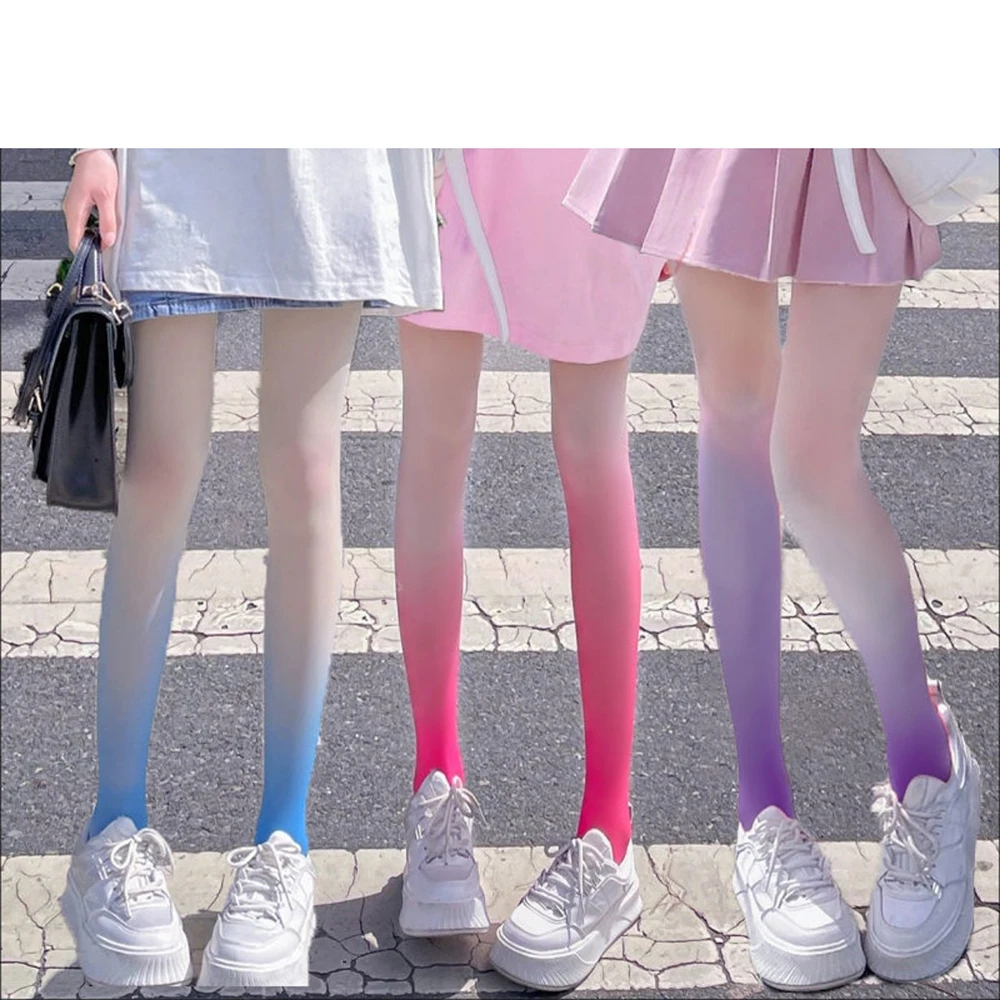 2026 Lolita Japanese girl style white peach pink gradient stockings black silk color thin jumpsuit with skirt pure desire