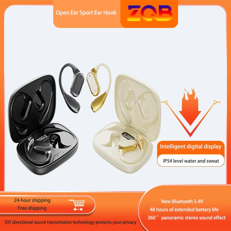 ZQB OWS Earbuds with Mic Wireless Earphones Bluetooth Noise Reduction Headphones Waterproof HD Calling Reduction HiFi Stereo E