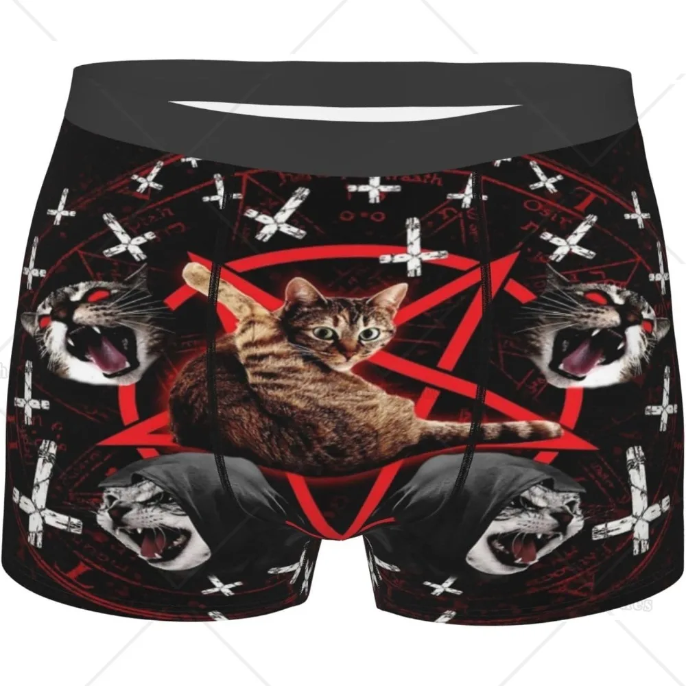 Cats and Cross Men\'s Funny Underwear Boxer Briefs Slight Elasticity Male Shorts, Novelty Stylish Gift for Men Boys