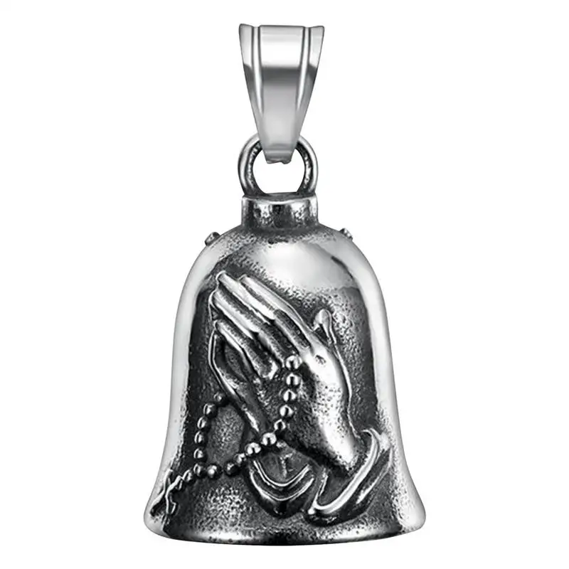LLavero de campana para motocicleta, guardianes de mano rezando, campana de la suerte, colgador 3D, campana de motorista, campanas de montar de suerte Vintage, campana para motociclista